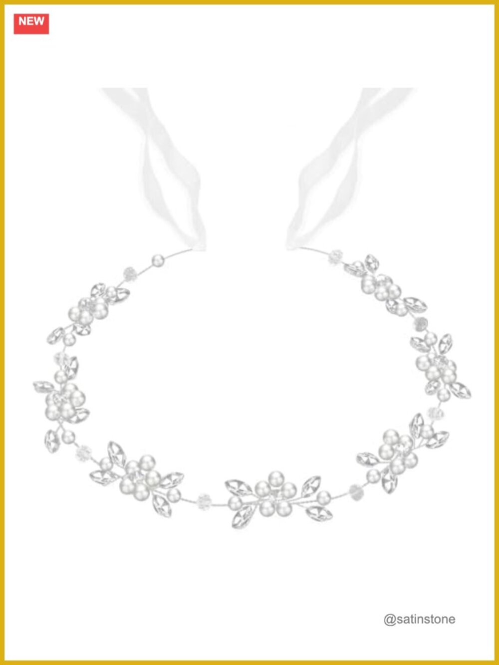 Pearl Rhinestone Flower Girl Headband Handmade Hair Accessory